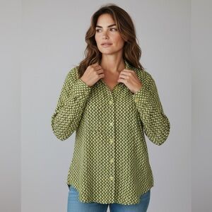 Ellen Tracy blouse XL. Long sleeve Yellow/black rope pattern. Wrinkle free